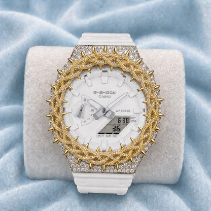 Custom Moissanite 925 Silver Covered Authentic White Casio G-SHOCK GA-2100 Watch (Copy)