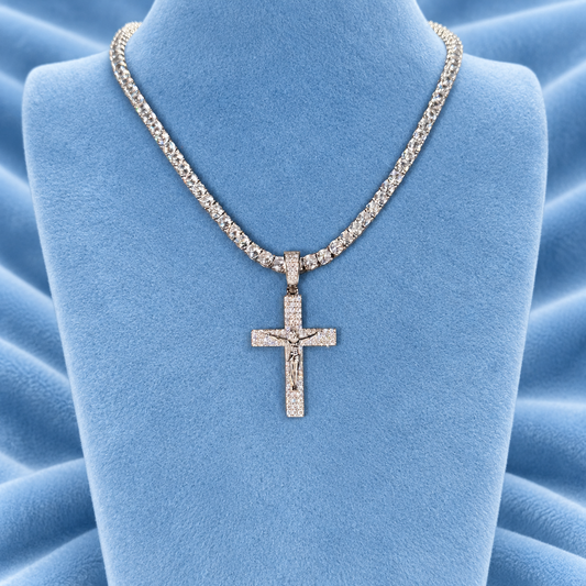 TENNIS CHAIN & CRUCIFX PENDANT