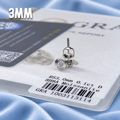 3mm STUD EARRINGS VVS MOISSANITE