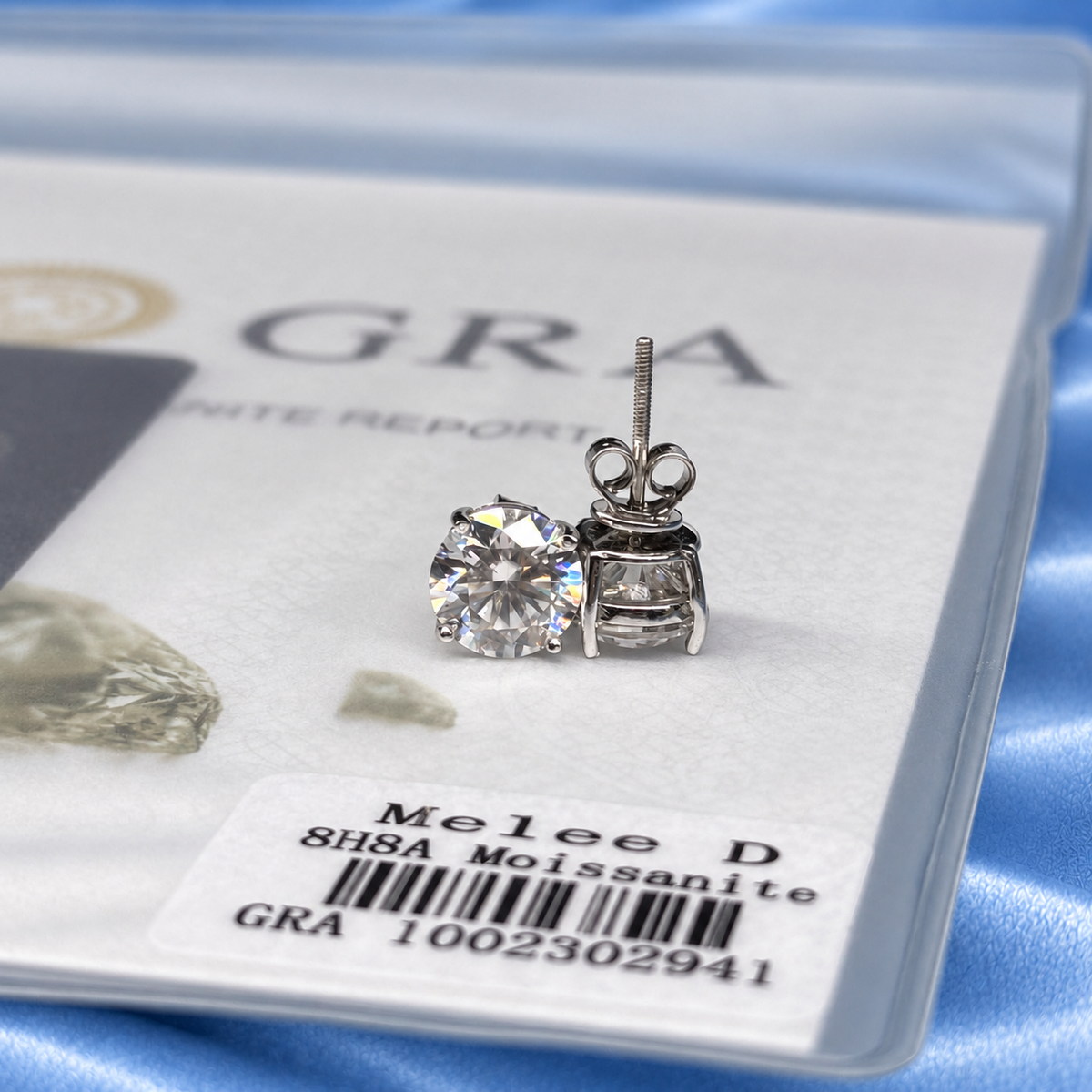 8mm STUD EARRINGS VVS MOISSANITE 4CTW