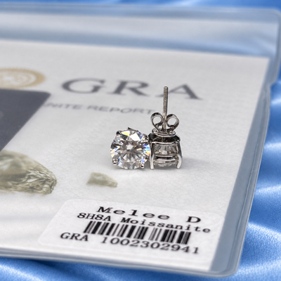 8mm Stud Earrings VVS Moissanite