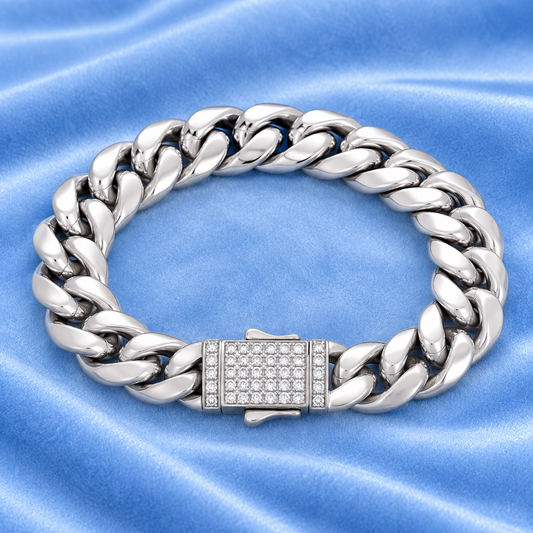 8mm Cuban Iced Clasp Bracelet 5A CZ