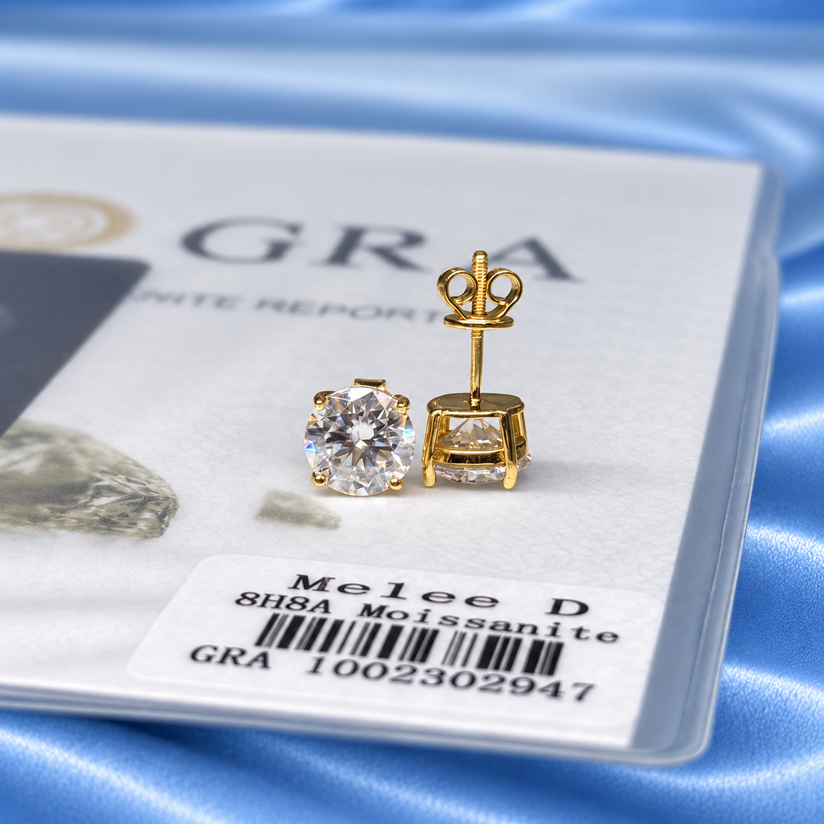 8mm STUD EARRINGS VVS MOISSANITE 4CTW