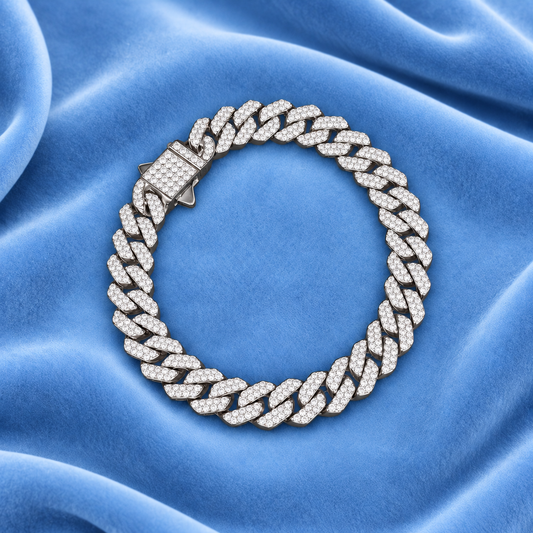 8MM CUBAN BRACELET BUTTON CLASP CZ