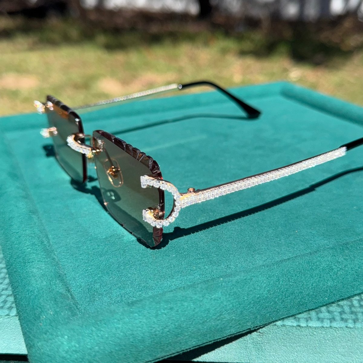 Brown Iced out Designer Glasses - jewelryresell
