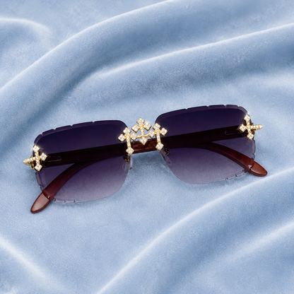 Iced out Cross Glasses purple