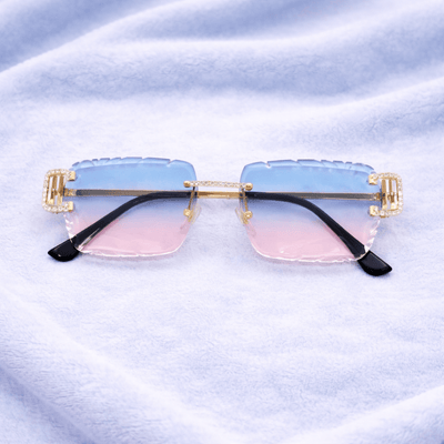 Blue/Pink Iced Out Glasses