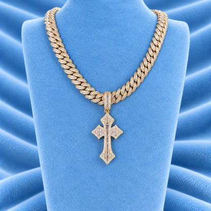 CUBAN CHAIN 10MM & BIG CROSS PENDANT