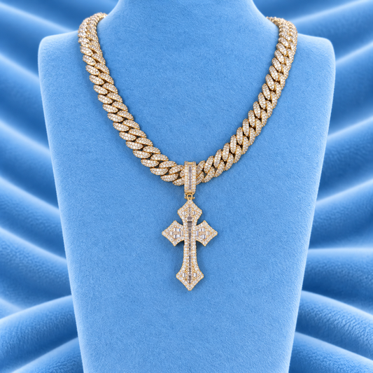 CUBAN CHAIN 10MM & BIG CROSS PENDANT