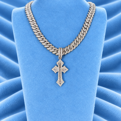 CUBAN CHAIN & BIG CROSS PENDANT