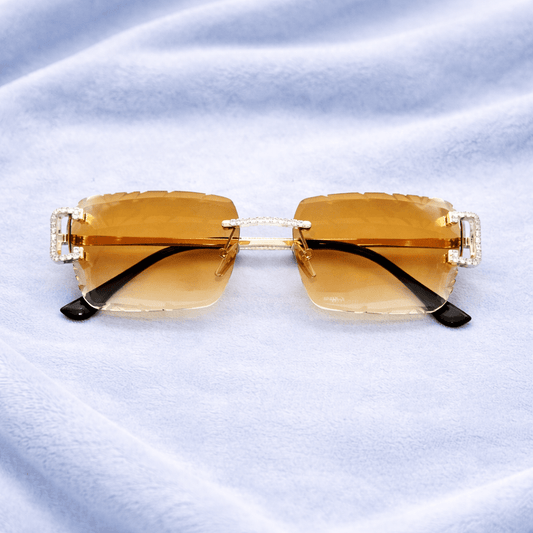 Brown Iced out Designer Glasses - jewelryresell