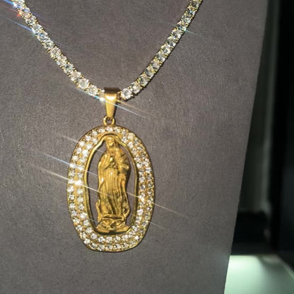 TENNIS CHAIN 4MM & SAINT MARY PENDANT