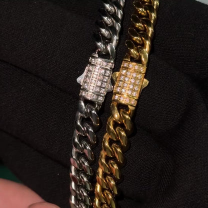 8mm Cuban Iced Clasp Chain 5A CZ