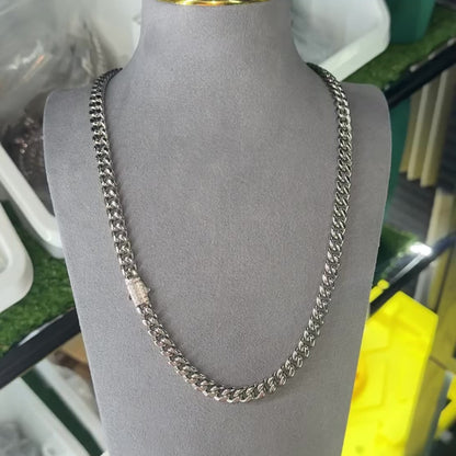 8mm Cuban Iced Clasp Chain 5A CZ
