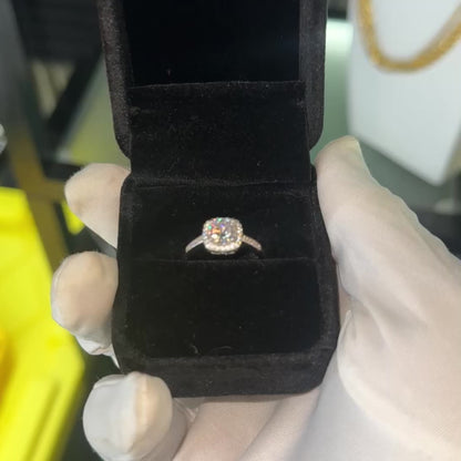 Square Halo Ring 1ct VVS MOISSANITE