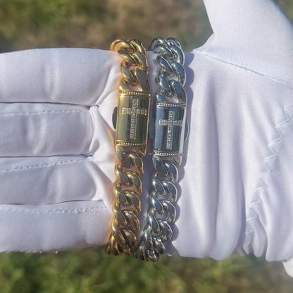 12mm Cuban Cross Clasp Bracelet 5A CZ