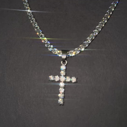 TENNIS CHAIN 4MM & ICED CROSS PENDANT