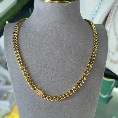 8mm Cuban Iced Clasp Chain 5A CZ