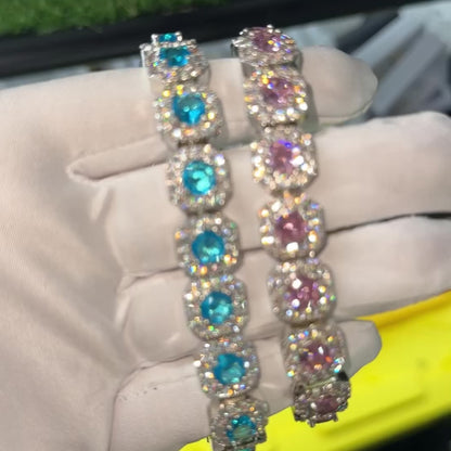 12mm Colored Baguette Bracelet 5A cz