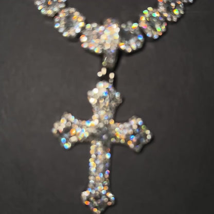 9MM CLUSTER CHAIN & CROSS PENDANT