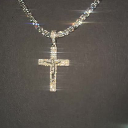 TENNIS CHAIN & CRUCIFX PENDANT