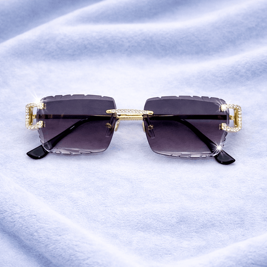 Purple Iced out Designer Glasses - jewelryresell